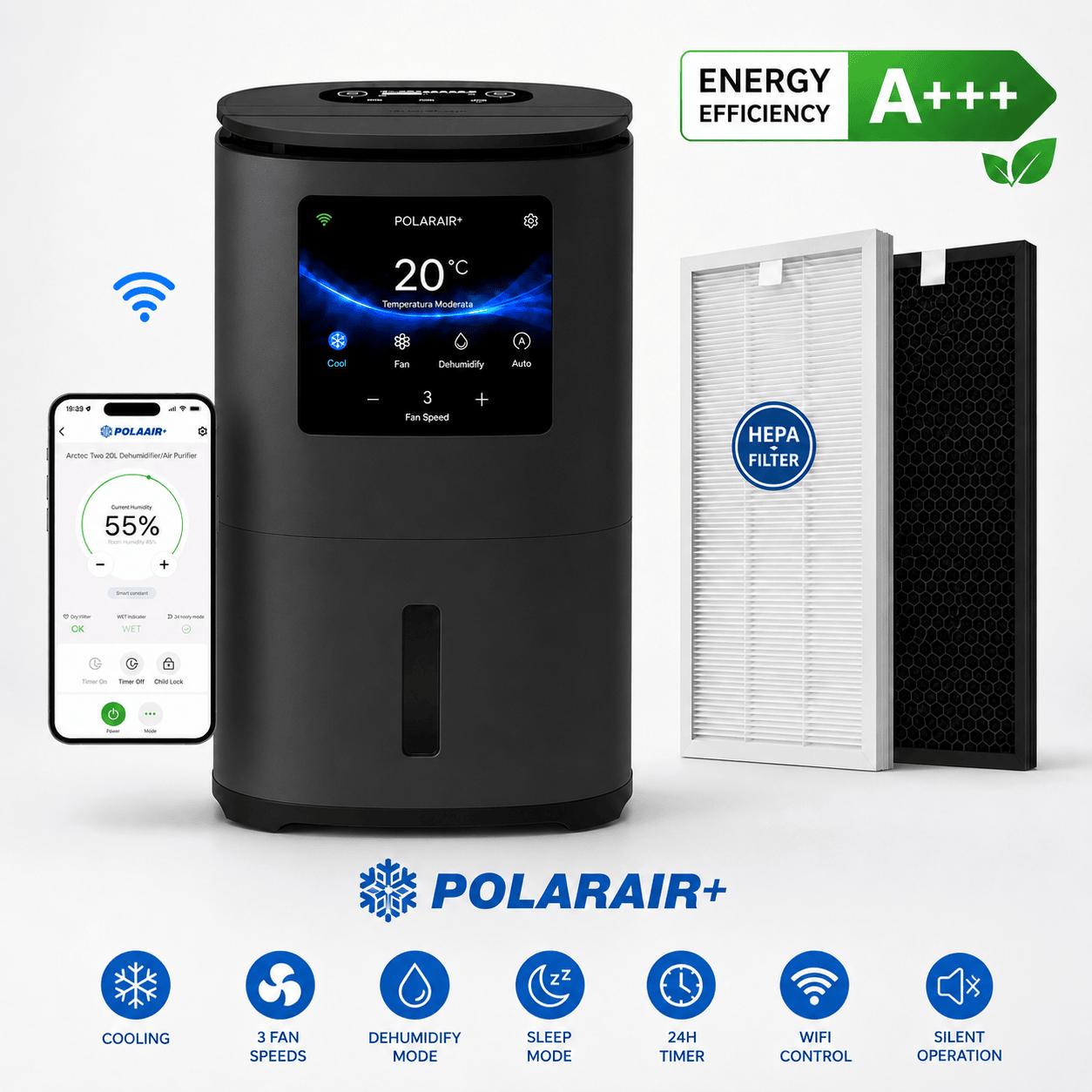 PolarAir – Mobiles Klimagerät 18.000 BTU Kühlen & Heizen (schwarz)